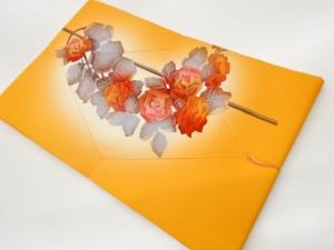 未使用品　作家物　塩瀬金彩薔薇模様名古屋帯